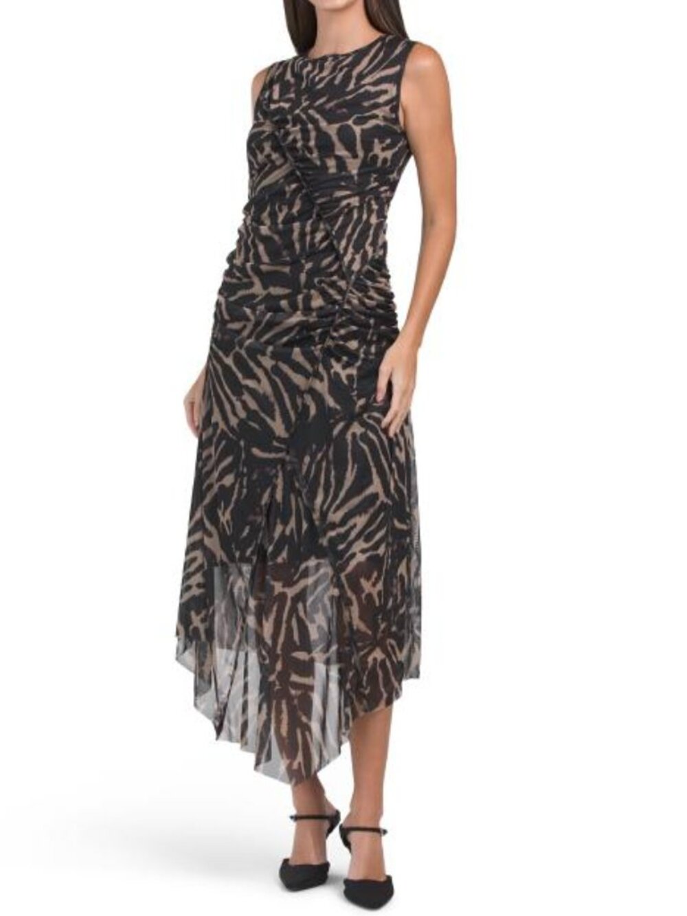 ELLEN TRACY Mesh Shirred Front Dress